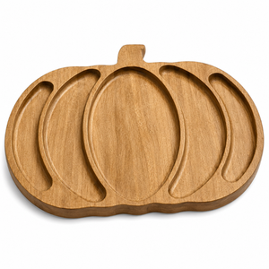 Plateau de service en bois artisanal en forme de citrouille, 5 compartiments, plateau à fromage et à collations, vaisselle en bois naturel |   Planches de service en gros - Product Image 1