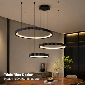 Modern Three <b>Ring</b> Led Chandelier Dimmable Remote Control Aluminum Adjustable Height For Dining And Living Rooms - Product Image 4