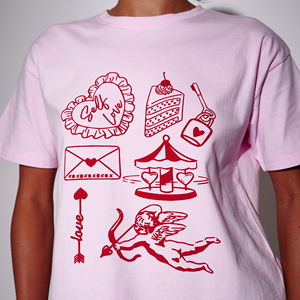 Camiseta Oversize para Mujer, Diseño Personalizado OEM, Color Rosa Claro, Estampado de Autoestima, Transpirable, Cuello Redondo, Estilo Casual - Product Image 5