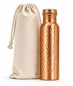Handcrafted Copper Water <b>Bottle</b> With Hammered Texture And Beaded Design Portable <b>Flask</b> For Travel - Product Image 4