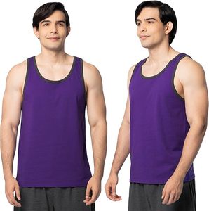 เสื้อกล้ามแขนกุดสีม่วงสำหรับผู้ชาย คอกลม สีพื้น เสื้อถักลำลอง - Product Image 1