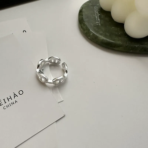 Anillo Abierto de Plata de Ley S925 con Diseño de Nariz de Cerdo Estilo Japonés Coreano, Textura Sencilla, Joyería de Mano Estilo Ins - Product Image 2