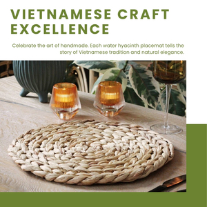 Sets de table ronds faits à la main en jacinthe d'eau, antidérapants, lavables, écologiques et personnalisables, style bohème, Dai Ngan Dzung Vietnam - Product Image 4