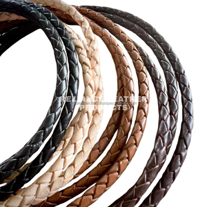 5mm Round Black Shine <b>Braided</b> Leather <b>Cord</b> for Jewelry Strong 925 Silver Plated Bolo <b>Cord</b> for Bracelet and Necklace Roll - Product Image 5