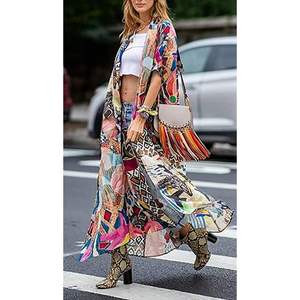 2025 <b>Women's</b> Bohemian Floral Print Short Sleeve Kimono Loose <b>Cardigan</b> <b>Lightweight</b> Multicoloured Swimsuit Cover up - Product Image 1
