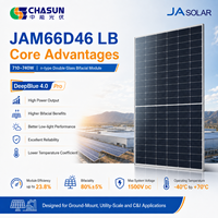 Panneau solaire bifacial double vitrage JA Solar JAM66D46 LB 715-740W de type N, module photovoltaïque haute efficacité pour projets solaires utilitaires