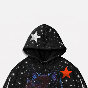 เสื้อฮู้ดดี้สกรีนลายแบบกำหนดเอง พร้อมงานปักคริสตัลคุณภาพสูง สำหรับแบรนด์เสื้อผ้าสตรีทแวร์สุดหรู สไตล์แบ็กกี้แวร์ งานสกรีนลายแฟชั่น - Product Image 2