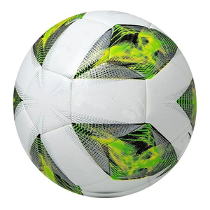 custom soccer <b>ball</b> white neon green pattern durable pu leather training match football official size bulk supply - Product Image 1