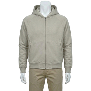 Sweat-shirt à capuche zippé pour homme, manches raglan, couleur unie, coupe décontractée, molleton de coton, personnalisable, idéal pour l'automne - Product Image 1