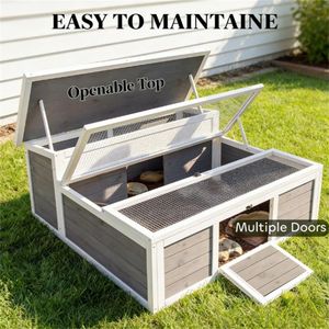 Habitat per Tartarughe in Legno Grigio Scuro, Arredamento da Esterno per Tartarughe - Product Image 3