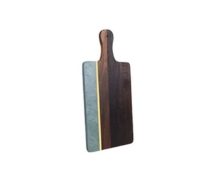 Tabla de cortar de mármol blanca con cuchillo, bandeja de servir de piedra con asa para cocina, tabla para cortar queso y frutas - Product Image 5