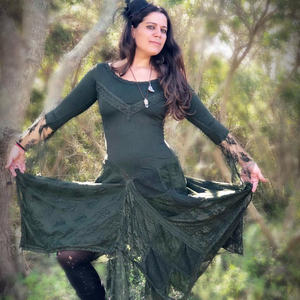 Vestido Boho de Manga Larga con Encaje de Algodón, Vestido Élfico Fluido para Festivales y Verano, Vestido Cómodo para Mujer - Product Image 4