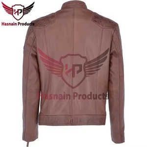 Chaqueta de Cuero Genuino Marrón para Hombre, Ajustada, Estilo Motero, de Piel de Vacuno, con Hombros Acolchados, Estilo Cafe Racer, Personalizada, Abrigo Cálido de Invierno - Product Image 4