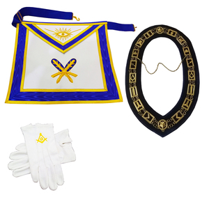 Conjunto de Regalia Bordado a Mano para Oficiales de la Logia Azul Masónica – Conjunto de Mandil de Oficial Secretario Masónico de Alta Calidad - Product Image 1