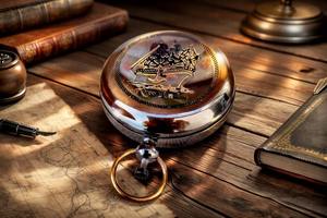 Boussole de poche artisanale en laiton, bouton poussoir, Ross London - Product Image 3