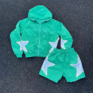 Conjunto de Sudadera con Capucha y Pantalones Cortos de Nailon Personalizado, Traje Deportivo Ligero Cortavientos, Ropa Deportiva Transpirable, OEM - Product Image 5