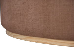 Minimalist <b>Round</b> Almond Upholstered Pouf MDF LVL Veneer Ottoman for Living Room Lounge - Product Image 3