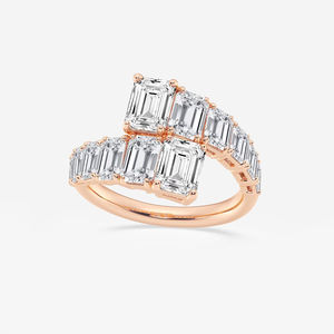 Anillo de Diamantes de Laboratorio con Corte Esmeralda de 4 Quilates de Peso Total, Anillo de Moda con Halo de Diamantes, Anillo de Joyería de Lujo para Mujer - Product Image 1