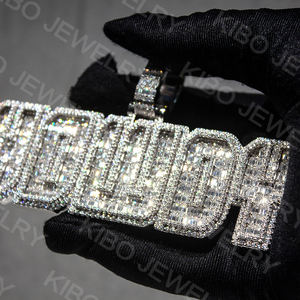 Colgante de moissanita VVS1 grande con nombre personalizado, corte baguette, colgante con letra personalizada, joyería para fiestas, colgante de rapero para hombre, colgante de hip hop. - Product Image 2