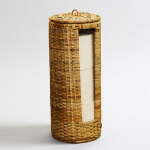Porte-rouleaux de papier toilette en rotin au design élégant, de haute qualité, sur pied. - Product Image 1