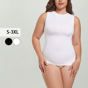 Top sin mangas de cuello redondo liso de alta calidad para uso exterior, mono moldeador de cuerpo y cintura para mujer - Product Image 1