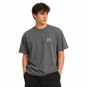 Camisetas de algodón personalizadas con hombros caídos, cuello redondo, corte holgado, lisas, para hombre, estilo casual, para pedidos al por mayor, ropa urbana, proveedor unisex, EE. UU. - Product Image 1
