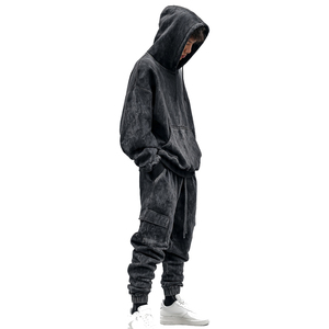 Plus Size Zip Up Sweatsuit Men's Winter Jogger Street Sweatshirt Cargo Sweatpants Set Winter Street Cargo Fleece Tracksuits - Product Image 5
