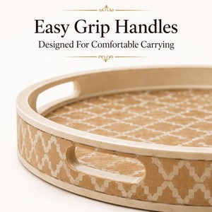 Luxury Bone Inlay Decorative Serving Tray Handmade Floral Accent Piece for Coffee <b>Table</b> <b>Console</b> and Bedroom Display - Product Image 4