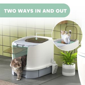 Lettiera per Gatti Automatica di Grande Capacità, Facile da Pulire, in Plastica e Legno, per Uso in Soggiorno - Product Image 1