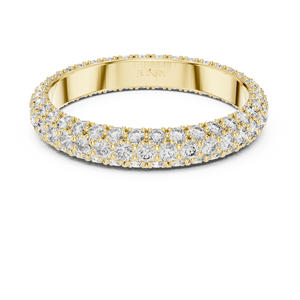 Anillo de Eternidad de Diamantes de Corte Redondo de Lujo, Oro Amarillo de 18K, Engaste Pavé de Varias Hileras, Anillo de Boda para Mujer - Product Image 4