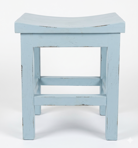 Antique Distressed White Wooden <b>Stool</b> Small Saddle Seat Teak Wood Chair Footstool For <b>Dining</b> Room Kitchen Hotel Wholesale - Product Image 1