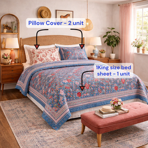 Luxury Jaipur Block Print Pure Cotton 200TC 3-Piece <b>King</b> <b>Size</b> Bedsheet Set Soft Skin Friendly Durable Machine Wholesale Hotel - Product Image 5