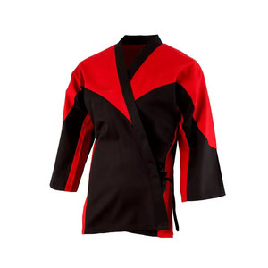 Camiseta de Judo Unisex Roja y Negra con Bloques de Color, Corte Regular, para Adultos, Ropa de Artes Marciales, Ligera, Transpirable, de Poliéster/Algodón - Product Image 1