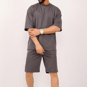 Nouveautés Ensemble court d'été décontracté personnalisé pour homme, ensemble 2 pièces t-shirt et short en coton à séchage rapide 2026 - Product Image 1