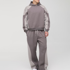 Conjunto de Sudadera con Capucha y Pantalones Jogger de Algodón Grueso, Estilo Urbano, Holgado, Informal, Transpirable, para Invierno, Unisex - Product Image 1