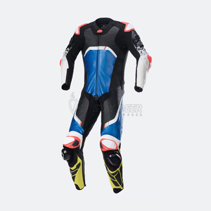 Combinaison de moto en cuir avec logo personnalisé, une pièce, pour la course sur circuit, résistante aux abrasions, équipement de protection pour motards - Product Image 4