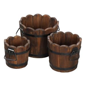 Vaso per Piante in Abete Cinese # # # # Barile a Forma di Fiore # # # # Colore Carbonizzato # # # # All'aperto # # # # Rinforzato e Anticorrosivo - Product Image 4