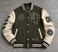 Veste de baseball en laine pour homme sur mesure, manches en cuir PU, lettres brodées, style universitaire de haute qualité, hiver, OEM ODM
