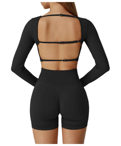 Ensembles de yoga écologiques pour femmes grandes tailles, 2 pièces, dos nu à bretelles halter, taille élastique sans couture, séchage rapide, respirant, Spandex/Nylon - Product Image 2