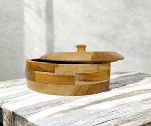 Hot Selling Acacia Wooden Serving <b>Bowl</b> <b>With</b> <b>Lid</b> Round Shape For Tableware Dinnerware Snack Home Decor Serving <b>Bowl</b> At Best price - Product Image 3