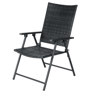 Sillón Plegable BeNK Moderno con Respaldo Alto, Estructura de Acero Inoxidable, Mimbre, Resistente a los Rayos UV, para Jardín, Restaurante, Exterior, Todo Clima - Product Image 3