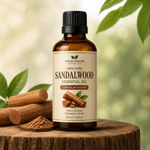 Huile Essentielle de Bois de Santal 100% Pure Distillée à la Vapeur OEM ODM Étiquette Privée Personnalisée Biologique Nourrissante Hydratante pour la Peau - Product Image 2