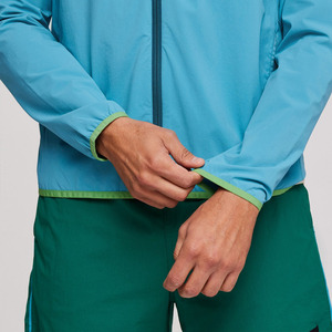 Veste de course coupe-vent bleu clair pour homme avec capuche, fermeture éclair sur le devant, décontractée, pour le printemps, en polyester, coupe classique - Product Image 6