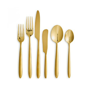 Juego de cubiertos nórdicos minimalistas modernos en oro, vajilla premium de alta gama para restaurantes y banquetes, cubiertos duraderos resistentes al deslustre. - Product Image 2