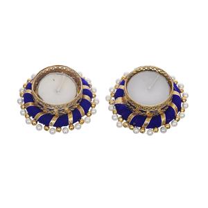 Elegant Golden Blue Decorative <b>Tea</b> <b>Light</b> Candle Holders for Home Decor - Product Image 1