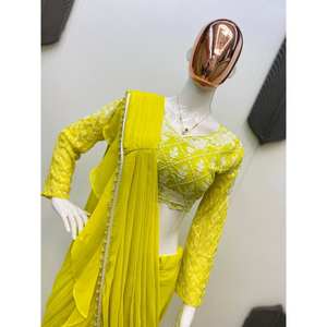 Sari Elegante para Fiesta de Noche con Bordado de Lentejuelas - Product Image 2