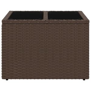 Tavolo da giardino marrone PE Rattan con prodotti in acciaio verniciato a polvere e tavoli da esterno in vetro temperato - Product Image 4