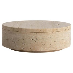 Bol décoratif artisanal en pierre naturelle sur piétement, élégant plateau à bijoux pour coiffeuse de salle de bain et aménagement intérieur moderne - Product Image 4