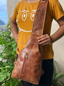 Sac à bandoulière en cuir pour hommes, sacoche à épaule, poitrine - Product Image 4