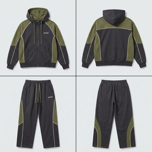 Nuevo Conjunto Deportivo de 2 Piezas, Estilo Holgado y Moderno, Chándal Extra Grande Personalizado de Algodón Unisex, Pantalones Deportivos y Sudadera con Capucha - Product Image 2